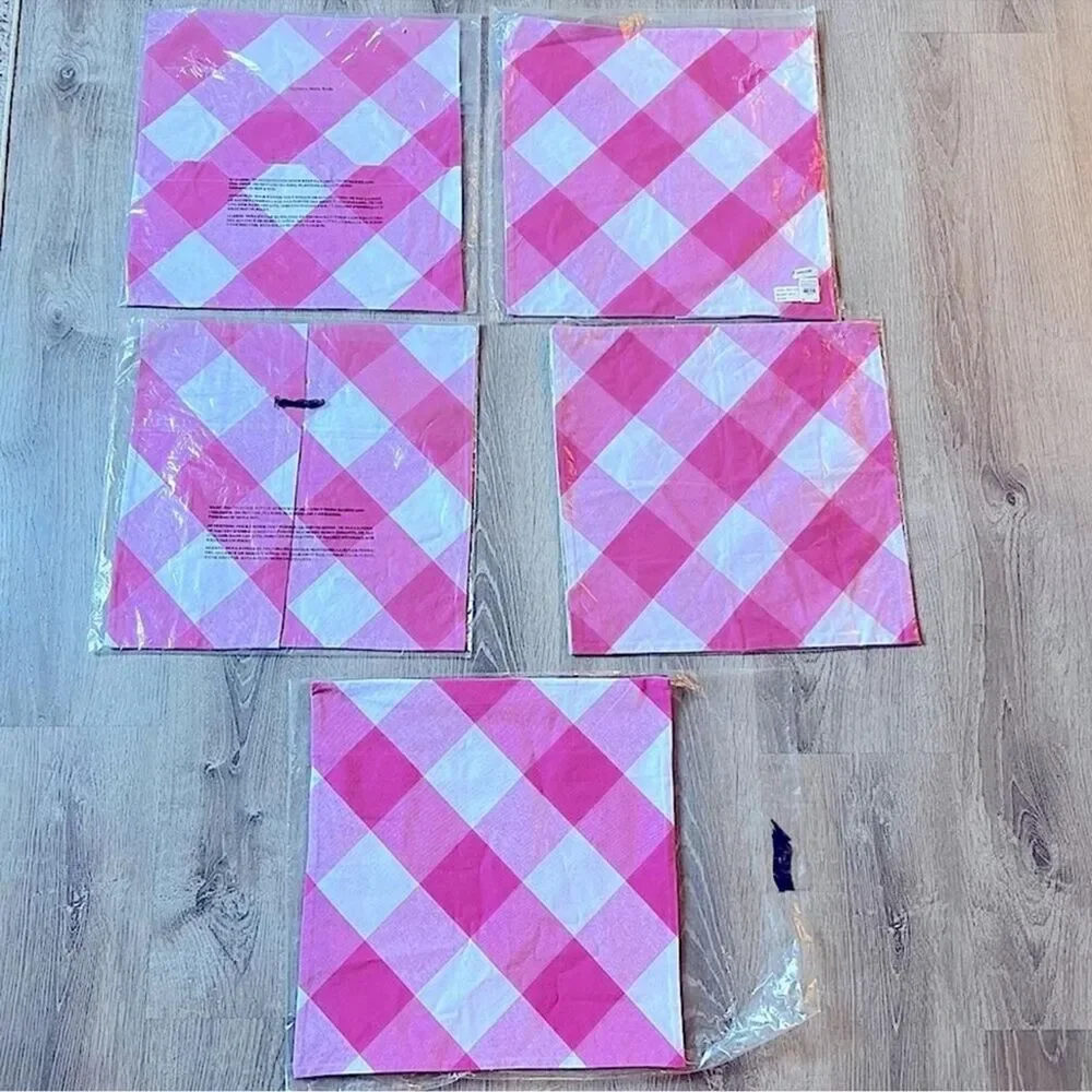 🆕 NWT PB Kids Pink Gingham Plaid Pillow cover Buffalo Check Square Pillow Cases
